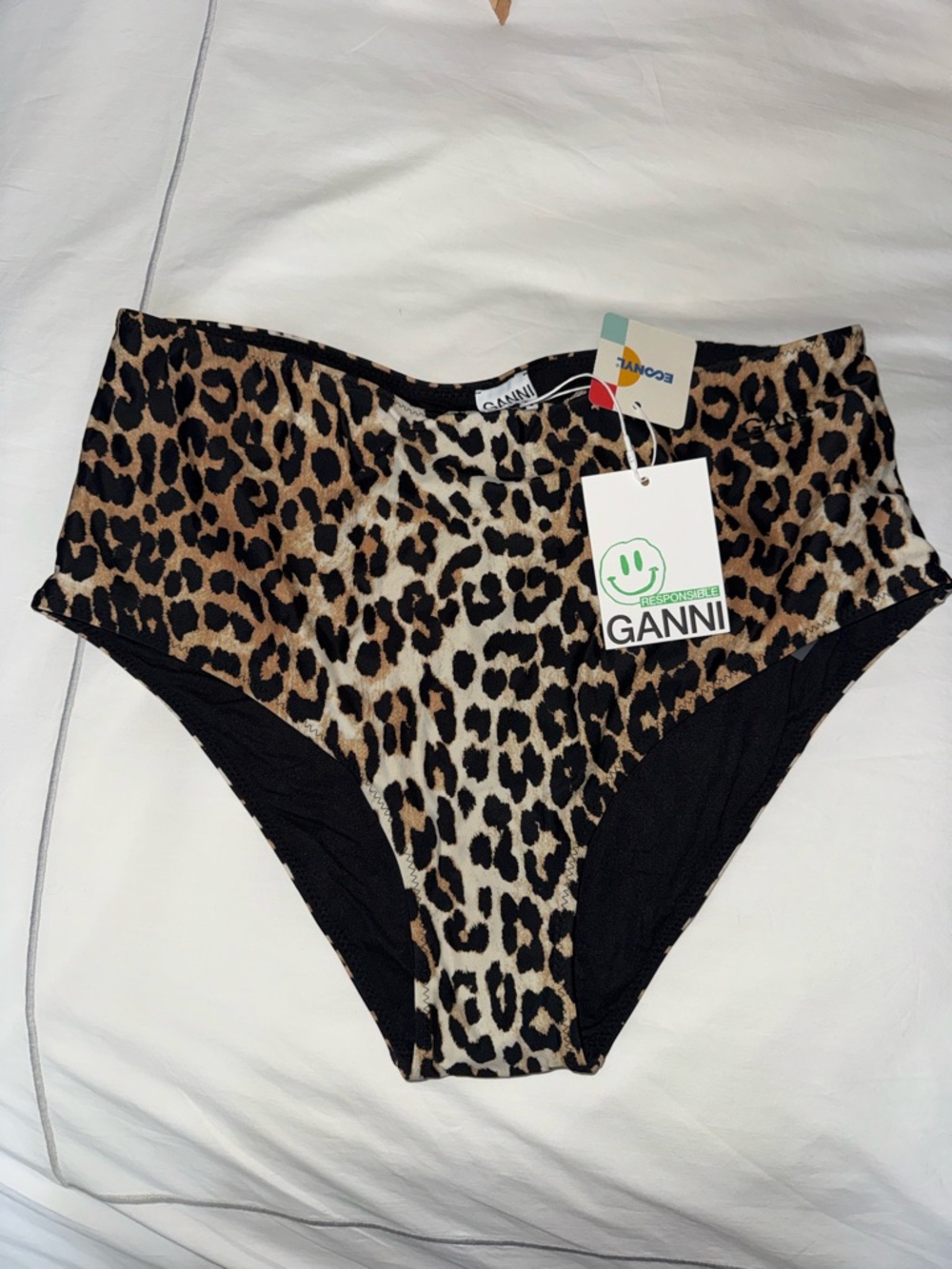 Ganni Leopard-Print Swim Bottoms